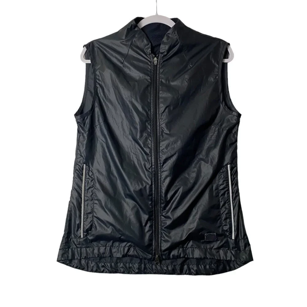 Nike Women Size Medium 8/10‎ Black Zip Up Pockets Golf Vest